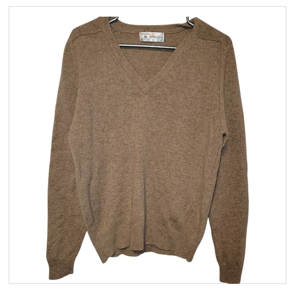 byford Other - Vintage Byford Pure Virgin Wool Sweater Men’s L Brown V-Neck 90s Classic
